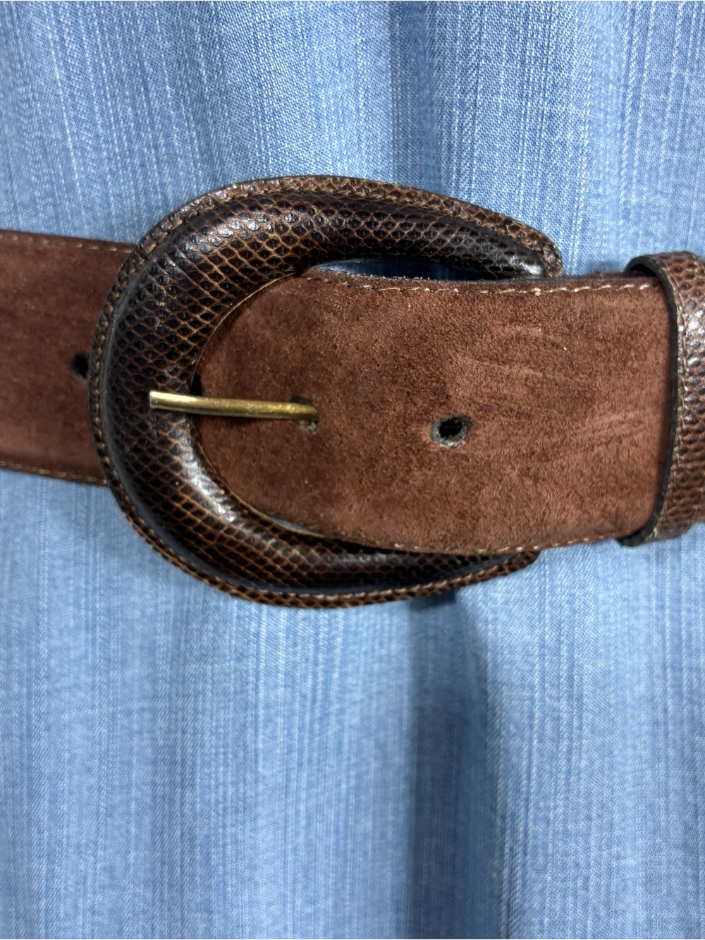 Torino Womens belt Sz M genuine suede chocolate brown made in USA